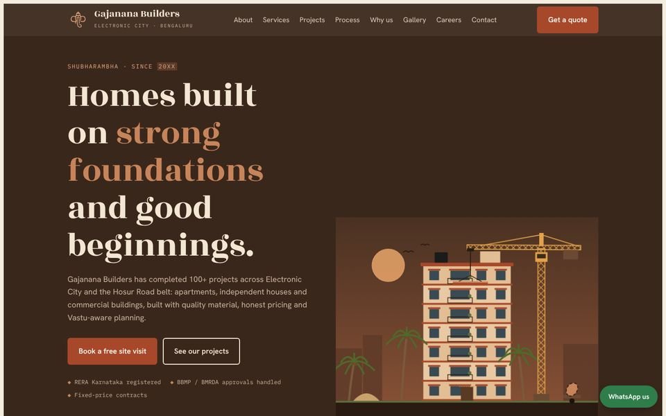 Home page of the Gajanana Builders website