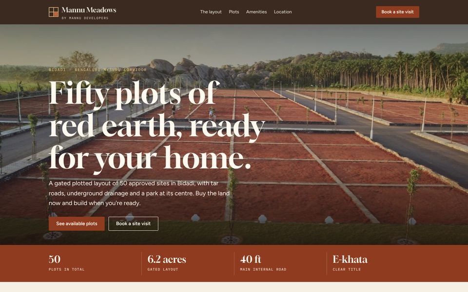 Home page of the Mannu Meadows website