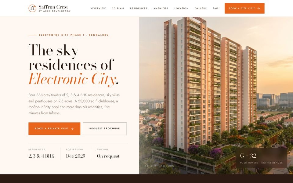 Home page of the Arka Saffron Crest website