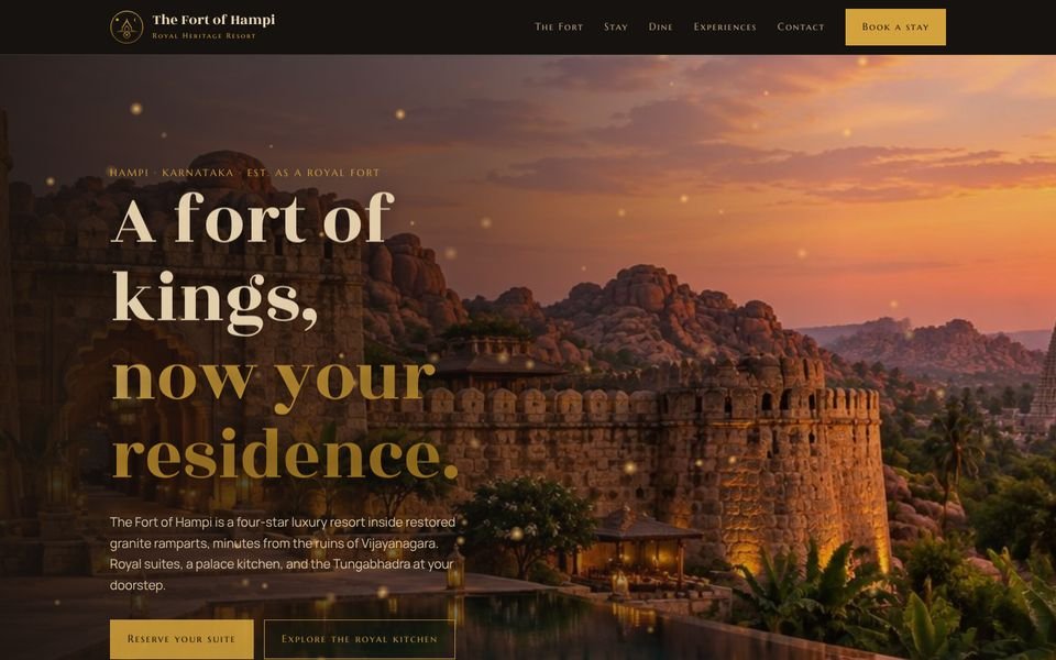 Home page of the The Fort of Hampi website